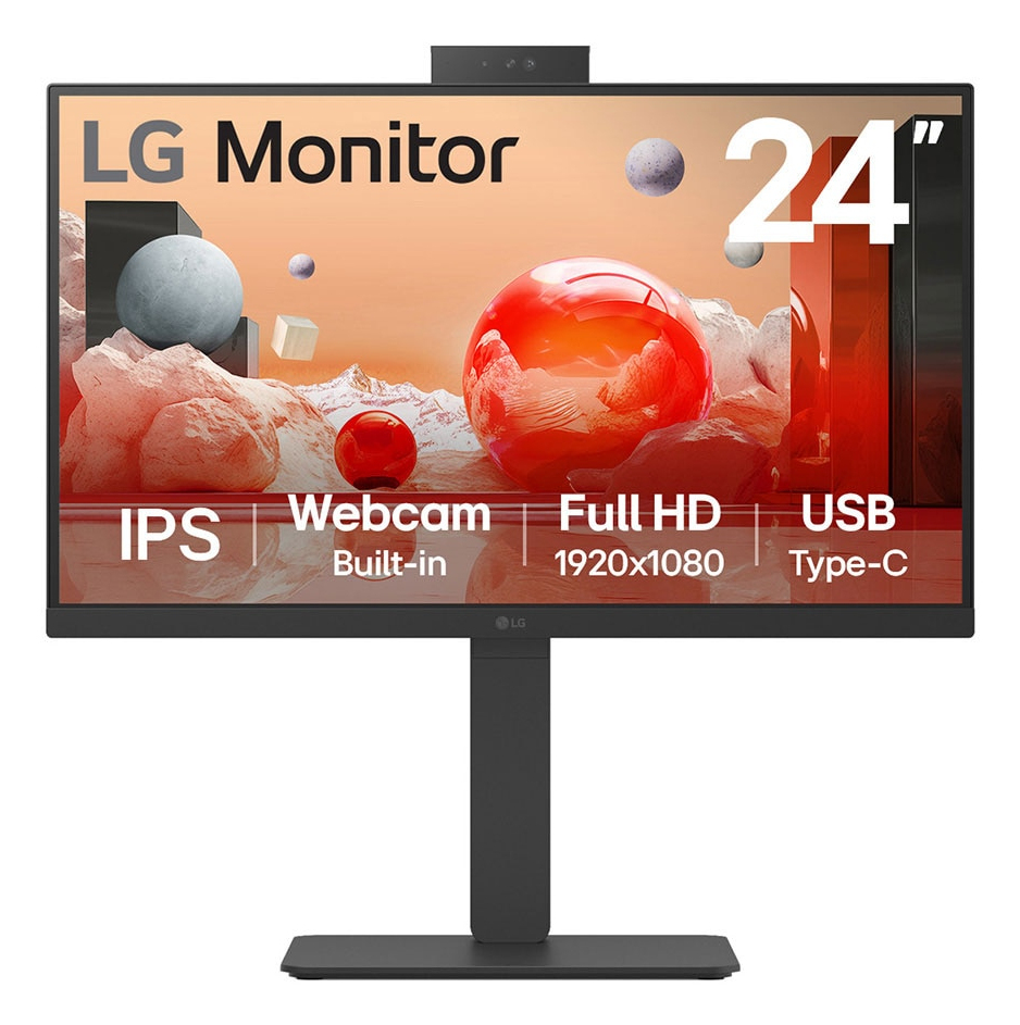LG 24BA850-B 24" Class Webcam Full HD LCD Monitor - 16:9 - Matte Black