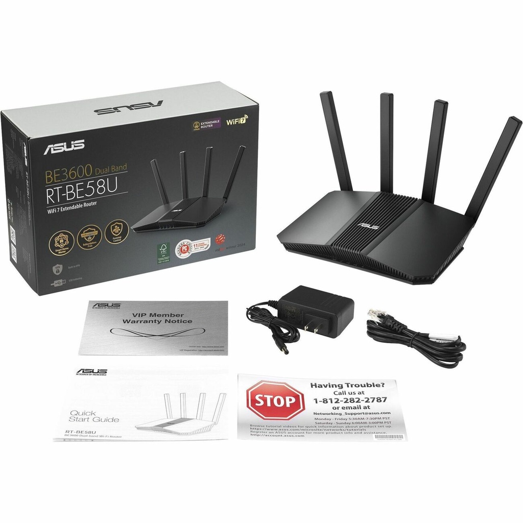 Asus RT-BE58U Wi-Fi 7 IEEE 802.11 a/b/g/n/ac/ax/be Ethernet Wireless R