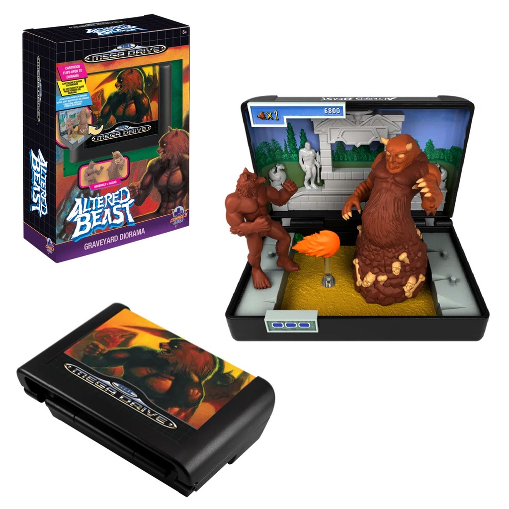[XY-CHSA05-01-CONSOLE-HEROES-SEGA-AL] Console Heroes SEGA Altered Beast Cartridge Diorama (Genesis; Werewolf & Aggar boss figures)