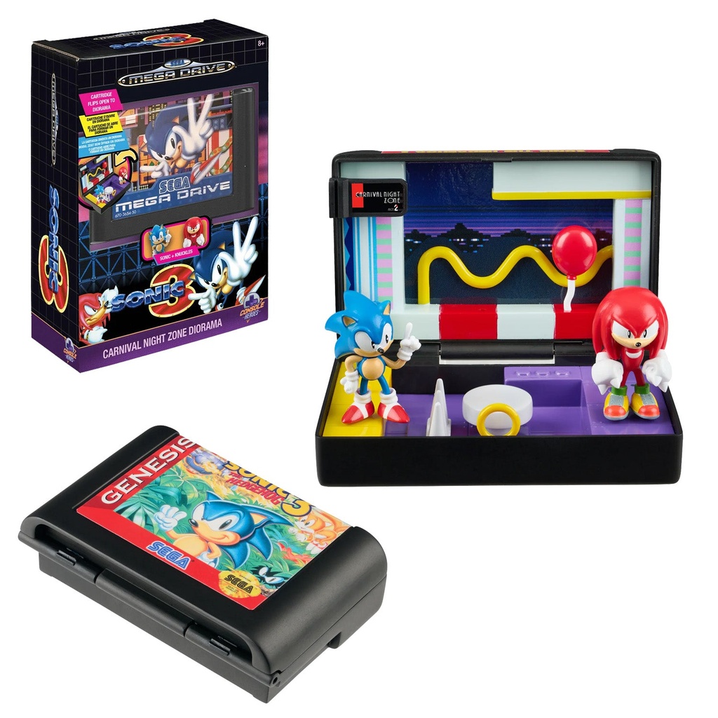 [XY-CHSS02-01-CONSOLE-HEROES-SEGA-SO] Console Heroes SEGA: Sonic the Hedgehog 3 Cartridge Diorama Playset (Carnival Night Zone – mini Sonic & Knuckles figures)