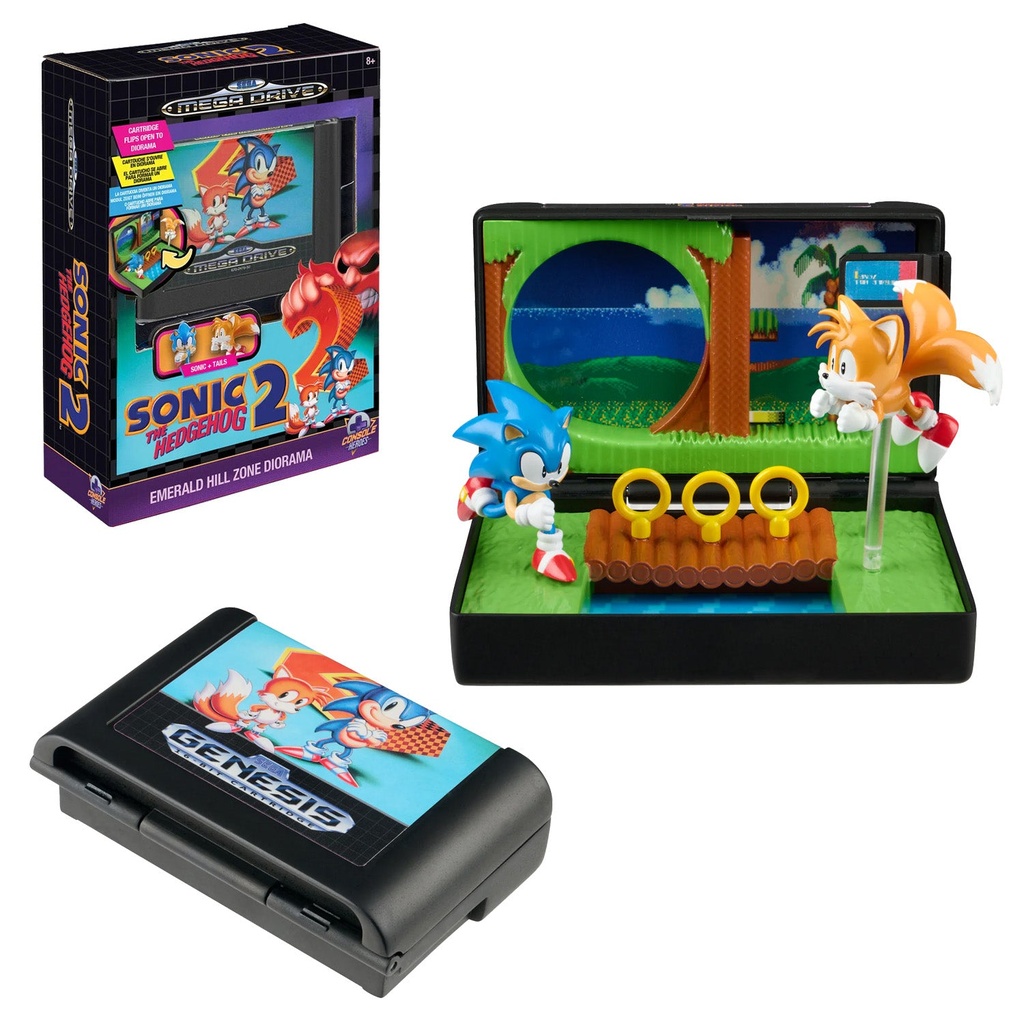 [XY-CHSS01-01-CONSOLE-HEROES-SEGA-SO] Console Heroes SEGA Sonic the Hedgehog 2 Emerald Hill Zone Genesis Cartridge Diorama (with Sonic & Tails mini-figures)