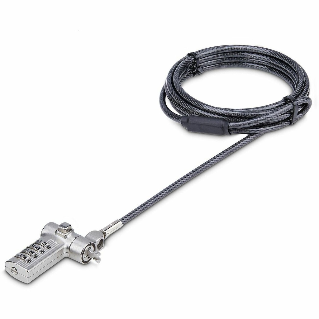 StarTech Universal Laptop Cable Lock 6.6ft, Serialized Combo Security