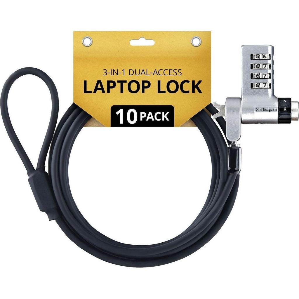 [DH-UDUOKA10LAPTOPL] StarTech 10-Pack 3-in-1 Dual-Access Laptop Lock, 6.6ft (2m) Keyed Alik