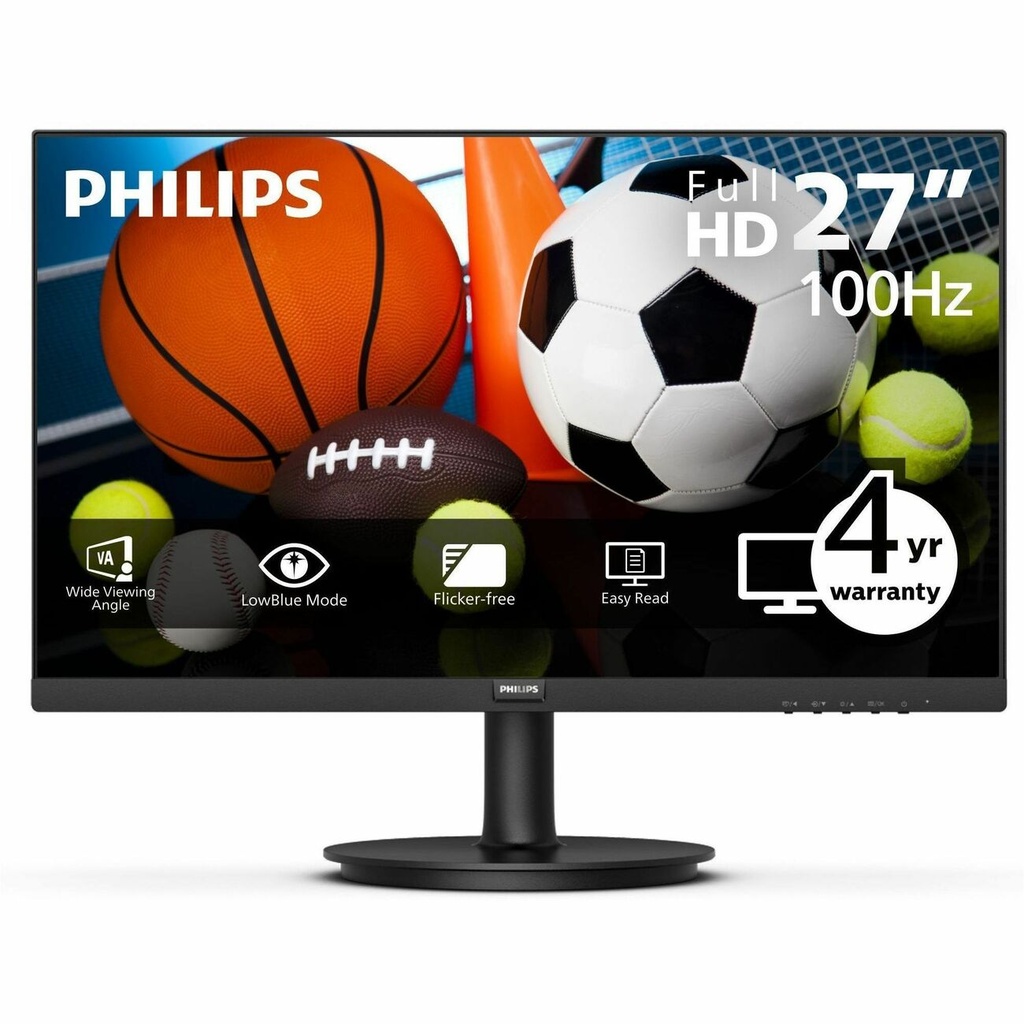 PHILIPS 271V8LBS - 27 inch Monitor, LED, FHD, HDMI, VGA, 4 Year Manufa