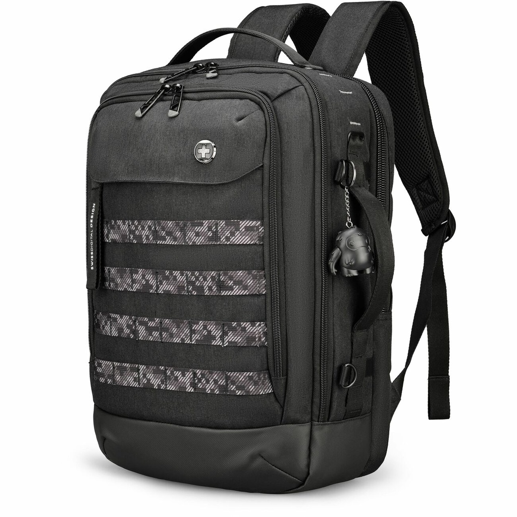 Swissdigital BERG Black L Backpack - Durable, TSA-Friendly Bag with Pa